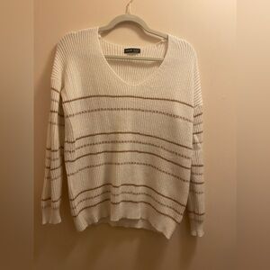 White and Gold Striped Sweater
